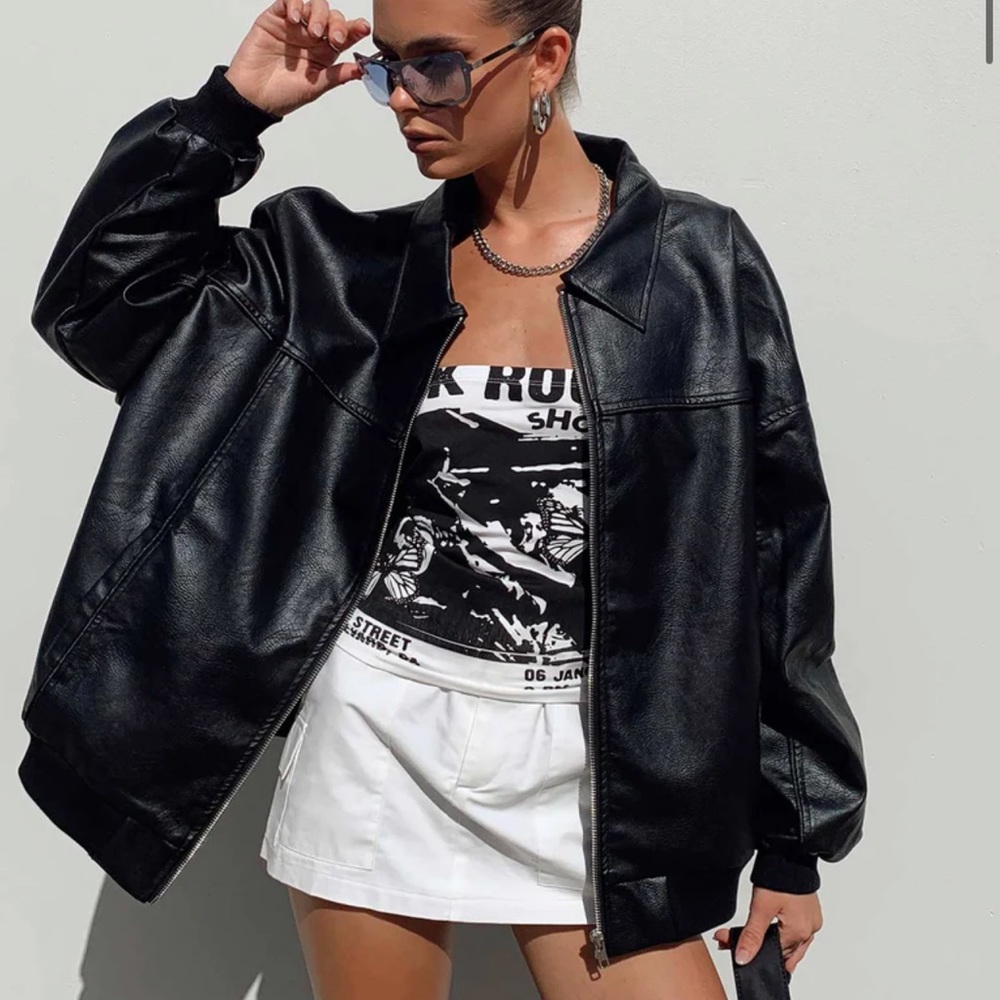 Princess Polly goldsmith faux leather bomber jacket